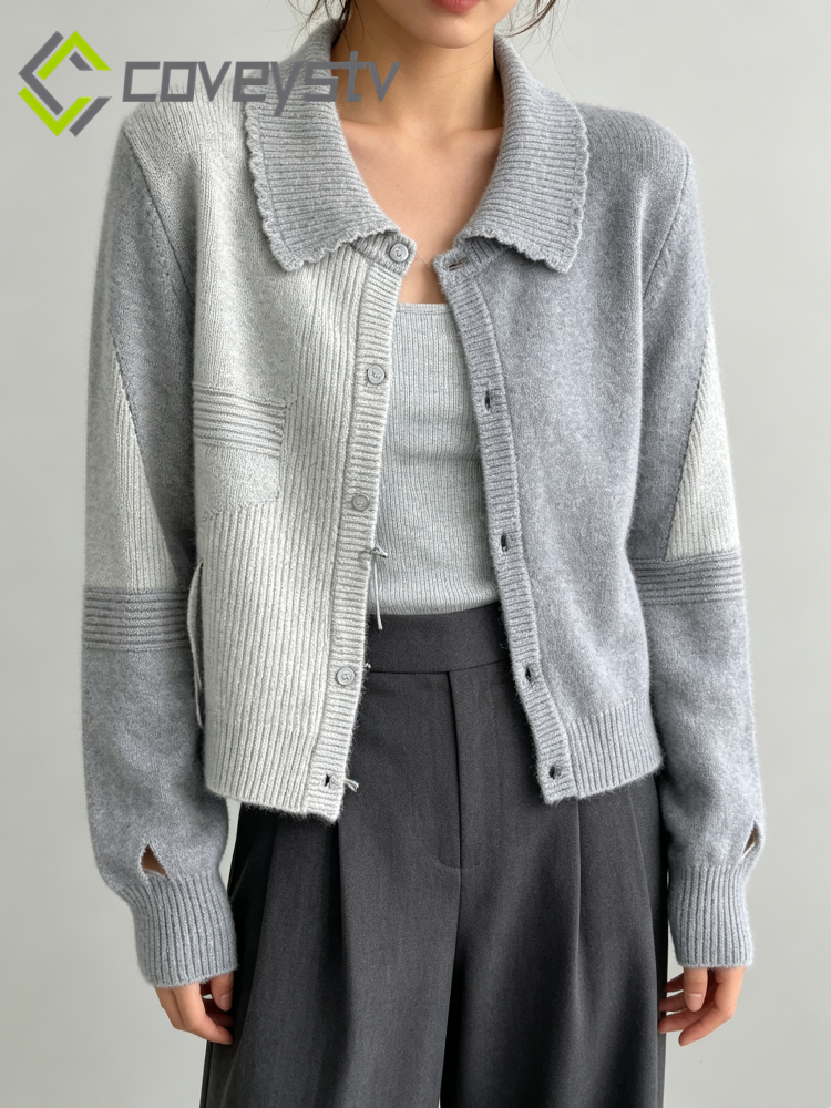 Solid Knit Single Breasted Long Sleeve Loose Autumn Spring Casual Elegant Cardigan