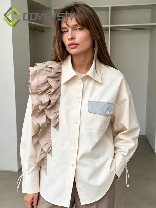 Asymmetrical Color Block Blouse