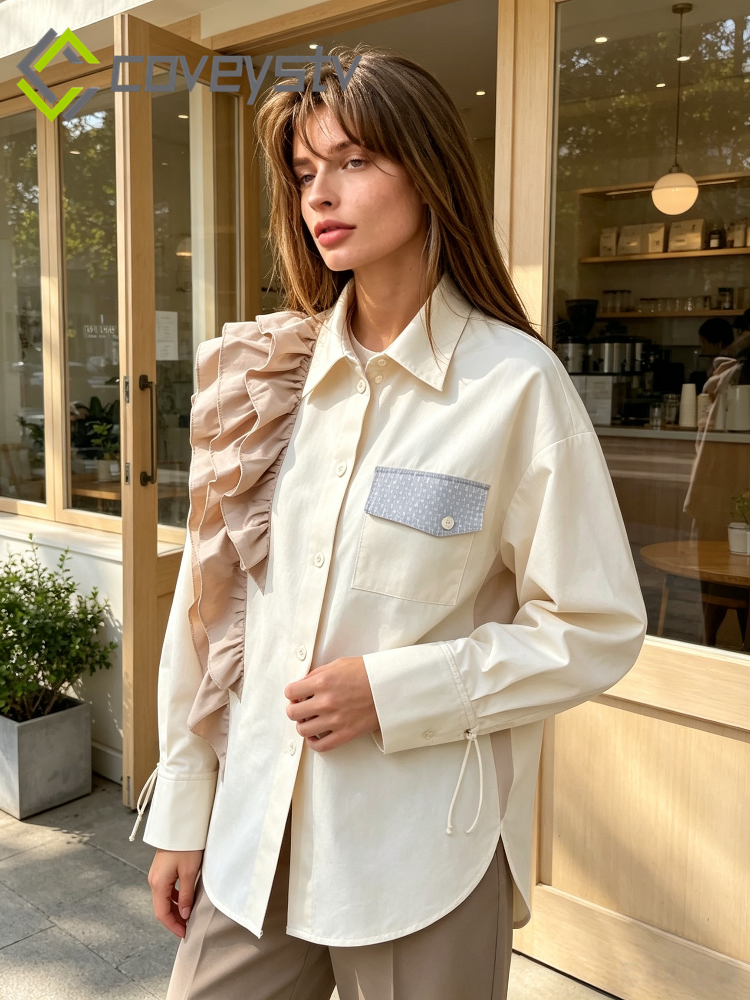 Asymmetrical Color Block Blouse