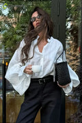 Romantic Lantern Sleeve Blouse - White / S